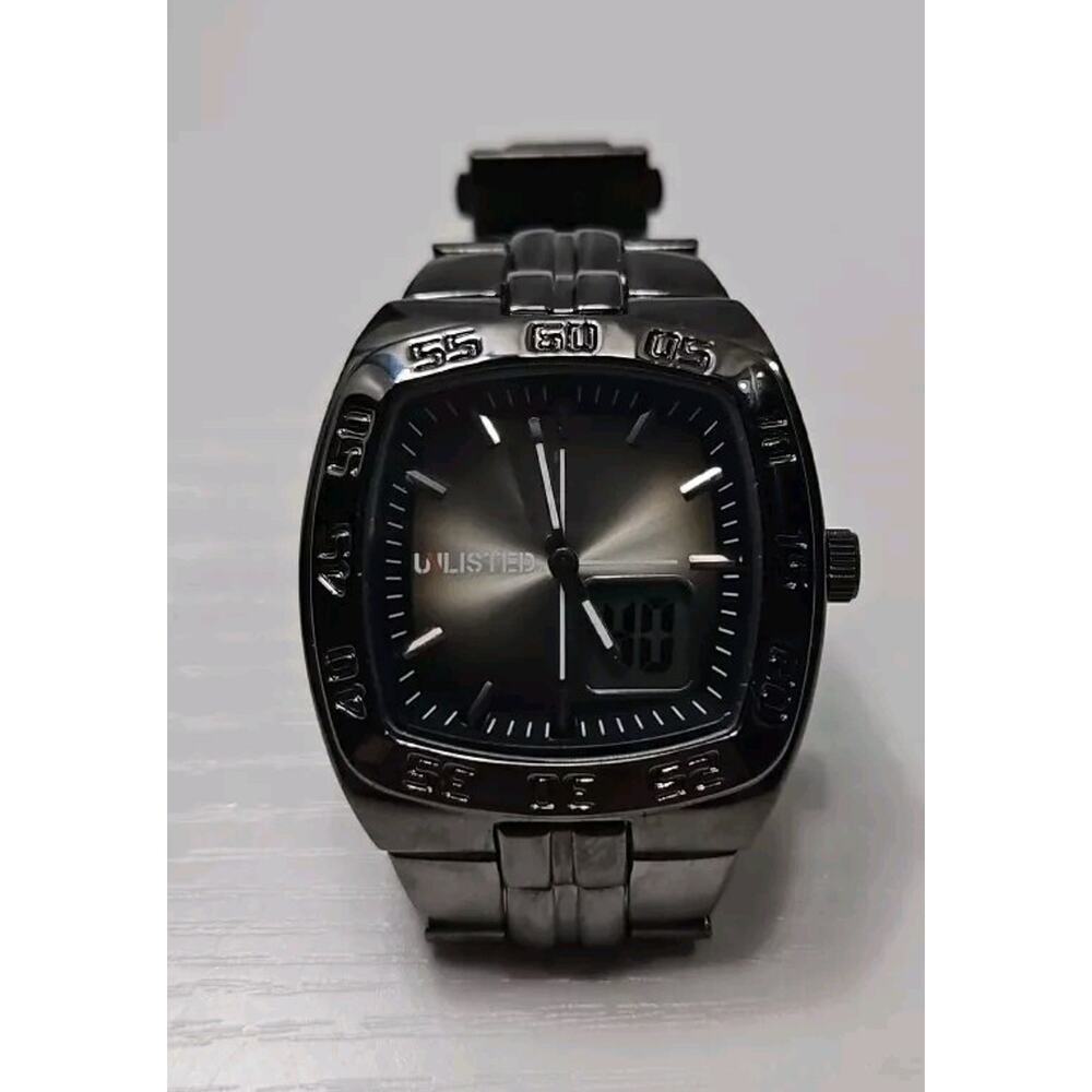Unlisted By Kenneth Cole AnaDigi Men's Watch Metallic Silver Gray New Battery
